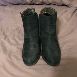 Dark green heeled booties